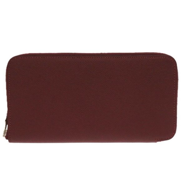 Hermès Azap Silkin Epsom Silk Rouge H X Stamp Long Wallet 0660HERMES - Picture 1 of 10